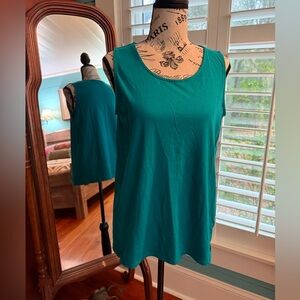 J. Jill Luxe Supima Teal Scoop Neck Tank
